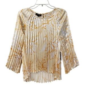 NWT Alfani Top Accordion Pleat Yellow Lily Floret Floral Print Women’s Medium